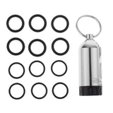 Maxbell Mini Scuba Diving Tank with 12 O Rings and Brass Pick Dive Key Chain Silver