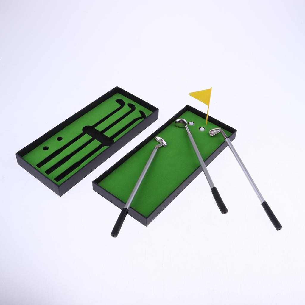 Maxbell Golf Pen Set Mini Desktop Golf Game Putting Green Flag Ballpoint Pens Yellow