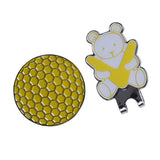 Maxbell Golf Hat Clip with Detachable Magnetic Golf Ball Marker Bear Pattern Yellow