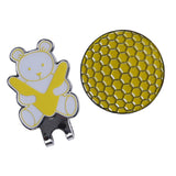 Maxbell Golf Hat Clip with Detachable Magnetic Golf Ball Marker Bear Pattern Yellow