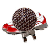 Maxbell Golf Hat Clip with Detachable Magnetic Ball Marker Sneaker Pattern Red