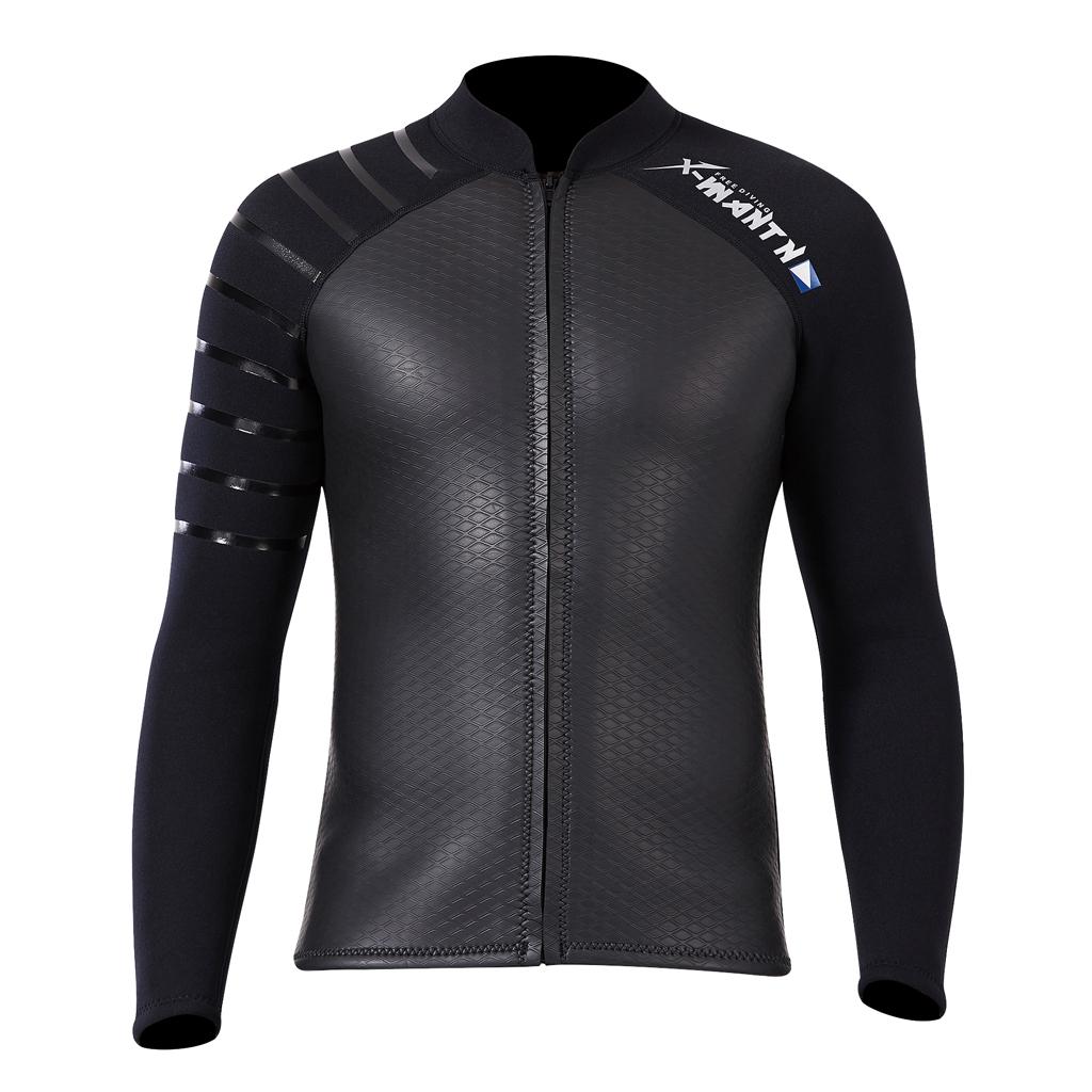 Maxbell 3mm Men Neoprene Sleeve Wetsuit Front Zip Diving Suit Top Coat Jacket XL