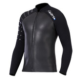 Maxbell 3mm Men Neoprene Sleeve Wetsuit Front Zip Diving Suit Top Coat Jacket 2XL