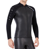 Maxbell 3mm Men Neoprene Sleeve Wetsuit Front Zip Diving Suit Top Coat Jacket 2XL