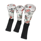 Maxbell 3 Sets Skull Golf Club Headcover 460cc Driver Wood Head Cover No. 1 3 5 Red