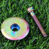 Maxbell Alloy Bicycle 1 1/8'' Stem Headset Front Fork Top Cap Cover + Bolt Rainbow