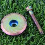 Maxbell Alloy Bicycle Stem Headset Top Cap Cover Threadless Stem Caps Bolt Rainbow