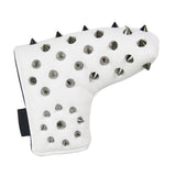 Maxbell Skull Rivet Golf Club Cover Leather Golf Mallet Putter Magnetic Sleeve White