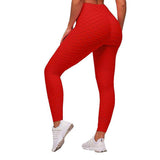 Maxbell Women's High Waist Yoga Pants Tummy Control Butt Lift Tights Red M