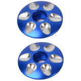 Maxbell 2pcs Aluminum Alloy Road Bicycle MTB Bike Stem Headset Top Cap Covers Blue