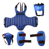 Maxbell Boxing Protective Gear Set Shin Leg Chest Guard Helmet Groin Protector Blue