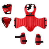 Maxbell Sanda Protective Gear Set Shin Leg Chest Guard Helmet Groin Protector Red