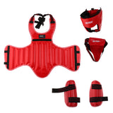 Maxbell Sanda Protective Gear Set Shin Leg Chest Guard Helmet Groin Protector Red
