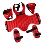 Maxbell Sanda Protective Gear Set Shin Leg Chest Guard Helmet Groin Protector Red