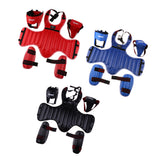 Maxbell Sanda Protective Gear Set Shin Leg Chest Guard Helmet Groin Protector Red