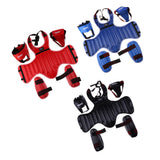 Maxbell Sanda Protective Gear Set Shin Leg Chest Guard Helmet Groin Protector Red