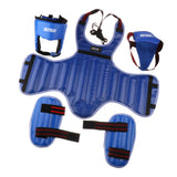 Maxbell Sanda Protective Gear Set Shin Leg Chest Guard Helmet Groin Protector Blue