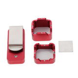 Maxbell Billiard Cue Chalk Case Holder Chalks Carrier Metal Box with Clip Red