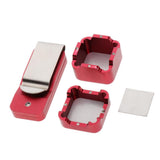 Maxbell Billiard Cue Chalk Case Holder Chalks Carrier Metal Box with Clip Red
