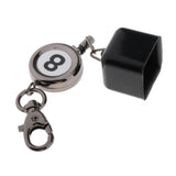 Max Billiards Snooker Pool Cue Chalk Retractable Holder with Number 8 Keychain