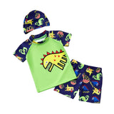 Maxbell Boys Kids Swimwear Rash Guard Swimming Costume with Cap Dinosaur Green XL