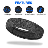 Maxbell Men Women Sports Headband Gym Tennis Basketball Sweatband Hairband Gray