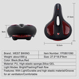 Maxbell Bicycle Front Seat Cushion Bike Seat with Waterproof Back Taillight Black