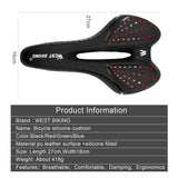 Maxbell Bicycle Seat Cycling Hollow Saddle Pad Replacement Soft Cushion Black+Red