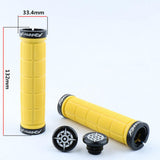 Maxbell Bike Handlebar Sleeve Rubber Bicycle Lock on Anti slip Grip Yellow Lattice
