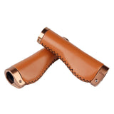 Maxbell 1 Pair PU Leather Bicycle Handlebar Grips Scooter Handlebar Overgrip Brown