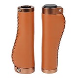 Maxbell 1 Pair PU Leather Bicycle Handlebar Grips Scooter Handlebar Overgrip Brown