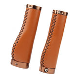 Maxbell 1 Pair PU Leather Bicycle Handlebar Grips Scooter Handlebar Overgrip Brown