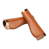 Maxbell 1 Pair PU Leather Bicycle Handlebar Grips Scooter Handlebar Overgrip Brown