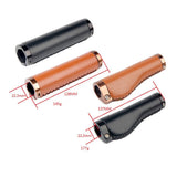 Maxbell 1 Pair PU Leather Bicycle Handlebar Grips Scooter Handlebar Overgrip Brown