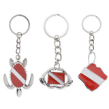Max Zinc Alloy Diving Flag Key Chain Holder Keyring Keychain Charm Turtle