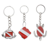 Max Zinc Alloy Diving Flag Key Chain Holder Keyring Keychain Charm Turtle