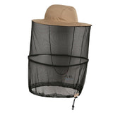 Max Mesh Net Hat Head Face Cover Anti Mosquito Camping Fishing Cap Brown