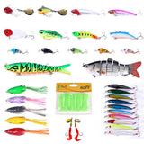 Maxbell 52pcs Fishing Lure Kits Set Soft Hard Crankbait Jig Hook Swivel Tackle Box