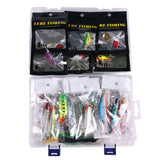 Maxbell 52pcs Fishing Lure Kits Set Soft Hard Crankbait Jig Hook Swivel Tackle Box