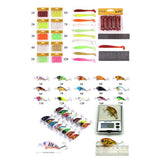 Maxbell 52pcs Fishing Lure Kits Set Soft Hard Crankbait Jig Hook Swivel Tackle Box