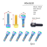 Max Maxb 6 Pieces Fixed Gear Bicycle Handlebar Stem Screw Bolt Washer M5x18 Colorful