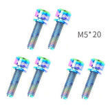 Maxbell 6 Pieces Fixed Gear Bicycle Handlebar Stem Screw Bolt Washer M5x20 Colorful