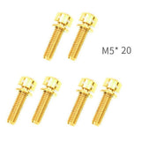 Maxbell 6 Pieces Fixed Gear Bicycle Handlebar Stem Screw Bolt Washer M5x20 Gold