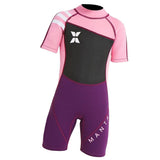 Maxbell 2.5mm Kids Short Sleeve Wetsuit Beach Diving Swimwear Swimsuit Pink S