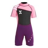 Maxbell 2.5mm Kids Short Sleeve Wetsuit Beach Diving Swimwear Swimsuit Pink XL