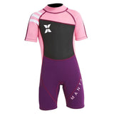 Maxbell 2.5mm Kids Short Sleeve Wetsuit Beach Diving Swimwear Swimsuit Pink XL