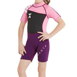 Maxbell 2.5mm Kids Short Sleeve Wetsuit Beach Diving Swimwear Swimsuit Pink XL