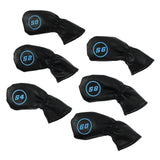 Maxbell 6pcs Golf Club Head Cover Irons Headcover Protector with Number Black