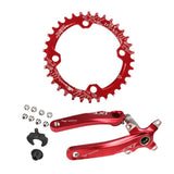 Maxbell Bike Single Speed Chainring Crankset 104mm Crankarms Chainwheel Red 32T