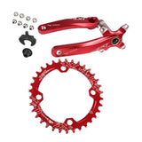 Maxbell Bike Single Speed Chainring Crankset 104mm Crankarms Chainwheel Red 32T